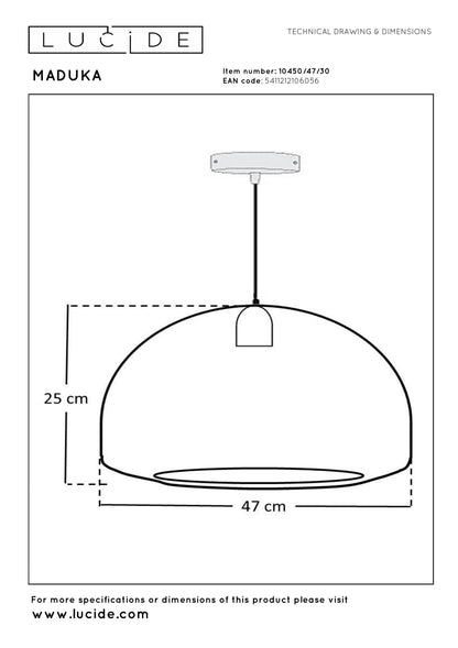 Lucide MADUKA - Hanglamp - 1xE27 - Zwart | Premium - KwaliteitWonen.nl