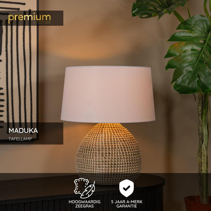 Lucide MADUKA - Tafellamp - Ø 45 cm - 1xE27 - Naturel | Premium - KwaliteitWonen.nl