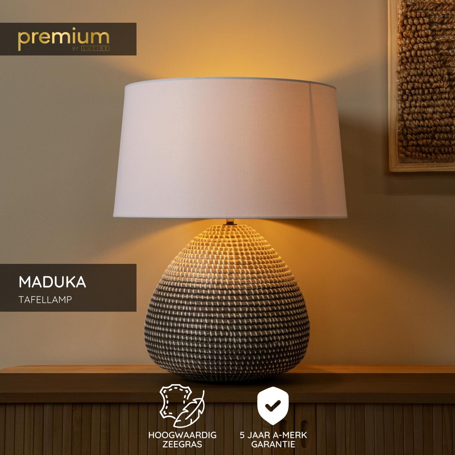 Lucide MADUKA - Tafellamp - Ø 45 cm - 1xE27 - Naturel | Premium - KwaliteitWonen.nl