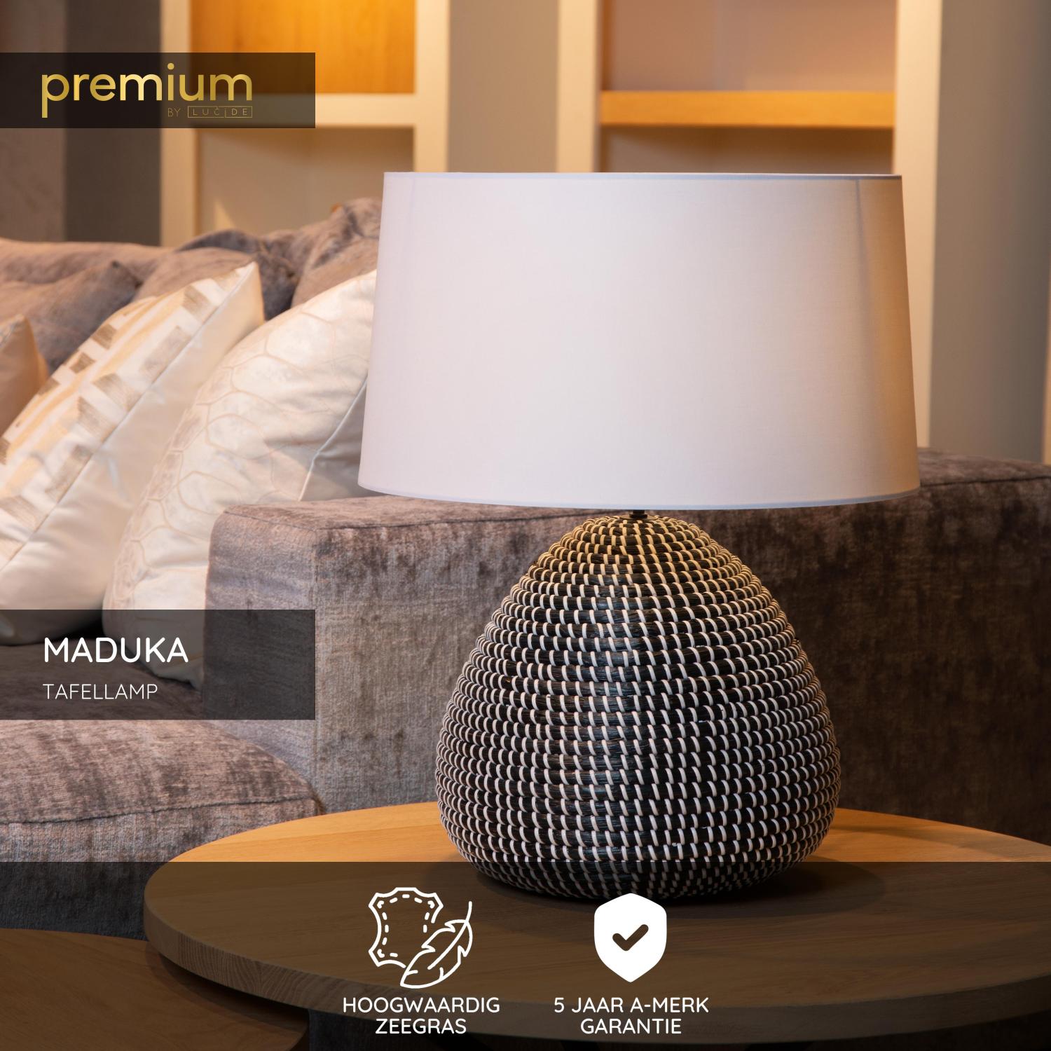 Lucide MADUKA - Tafellamp - Ø 45 cm - 1xE27 - Zwart | Premium - KwaliteitWonen.nl