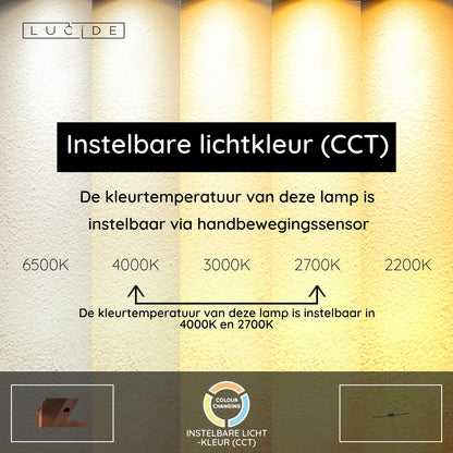 Lucide MARNIK - Wandlamp - LED Dimb. - CCT - 1x13W 2700K/4000K - Handbewegingssensor - Zwart | Premium - KwaliteitWonen.nl