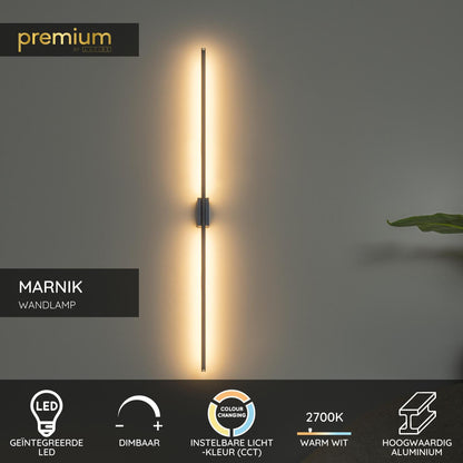 Lucide MARNIK - Wandlamp - LED Dimb. - CCT - 1x18W 2700K/4000K - Handbewegingssensor - Zwart | Premium - KwaliteitWonen.nl