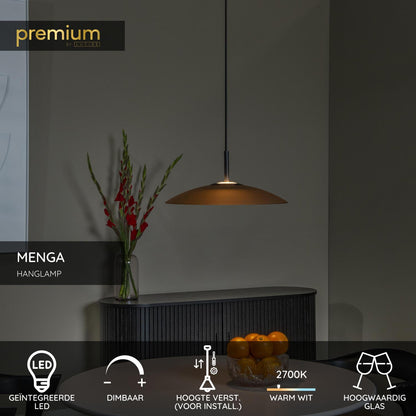 Lucide MENGA - Hanglamp - Ø 40 cm - LED Dimb. - 1x11W 2700K - Amber | Premium - KwaliteitWonen.nl