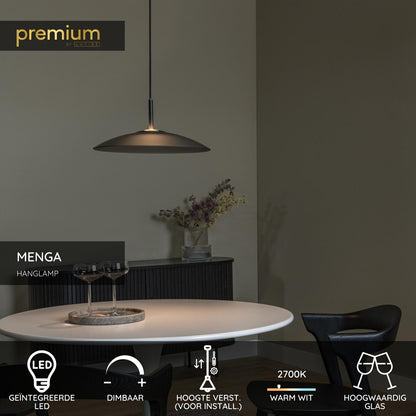 Lucide MENGA - Hanglamp - Ø 40 cm - LED Dimb. - 1x11W 2700K - Fumé | Premium - KwaliteitWonen.nl