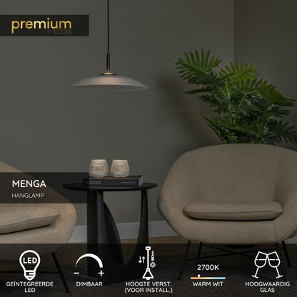 Lucide MENGA - Hanglamp - Ø 40 cm - LED Dimb. - 1x11W 2700K - Opaal | Premium - KwaliteitWonen.nl