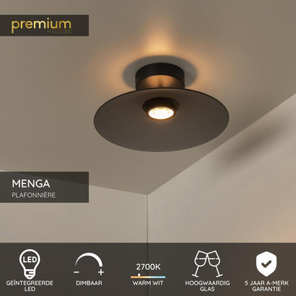 Lucide MENGA - Plafonnière - Ø 40 cm - LED Dimb. - 1x11W 2700K - Fumé | Premium - KwaliteitWonen.nl