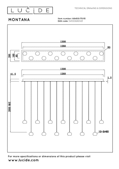 Lucide MONTANA - Hanglamp - LED Dimb. - CCT - 13x5,7W 2700K/4000K - Geschikt voor vide en hoge plafonds - Grijs ijzer | Premium - KwaliteitWonen.nl
