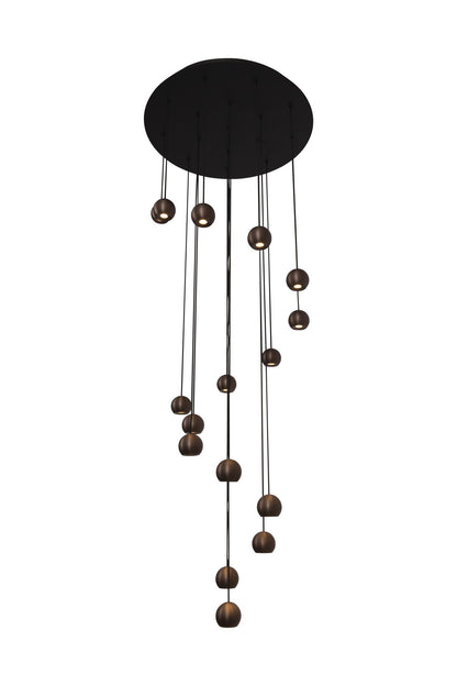 Lucide MONTANA - Hanglamp - LED Dimb. - CCT - 16x5,7W 2700K/4000K - Geschikt voor vide en hoge plafonds - Koffie | Premium - KwaliteitWonen.nl