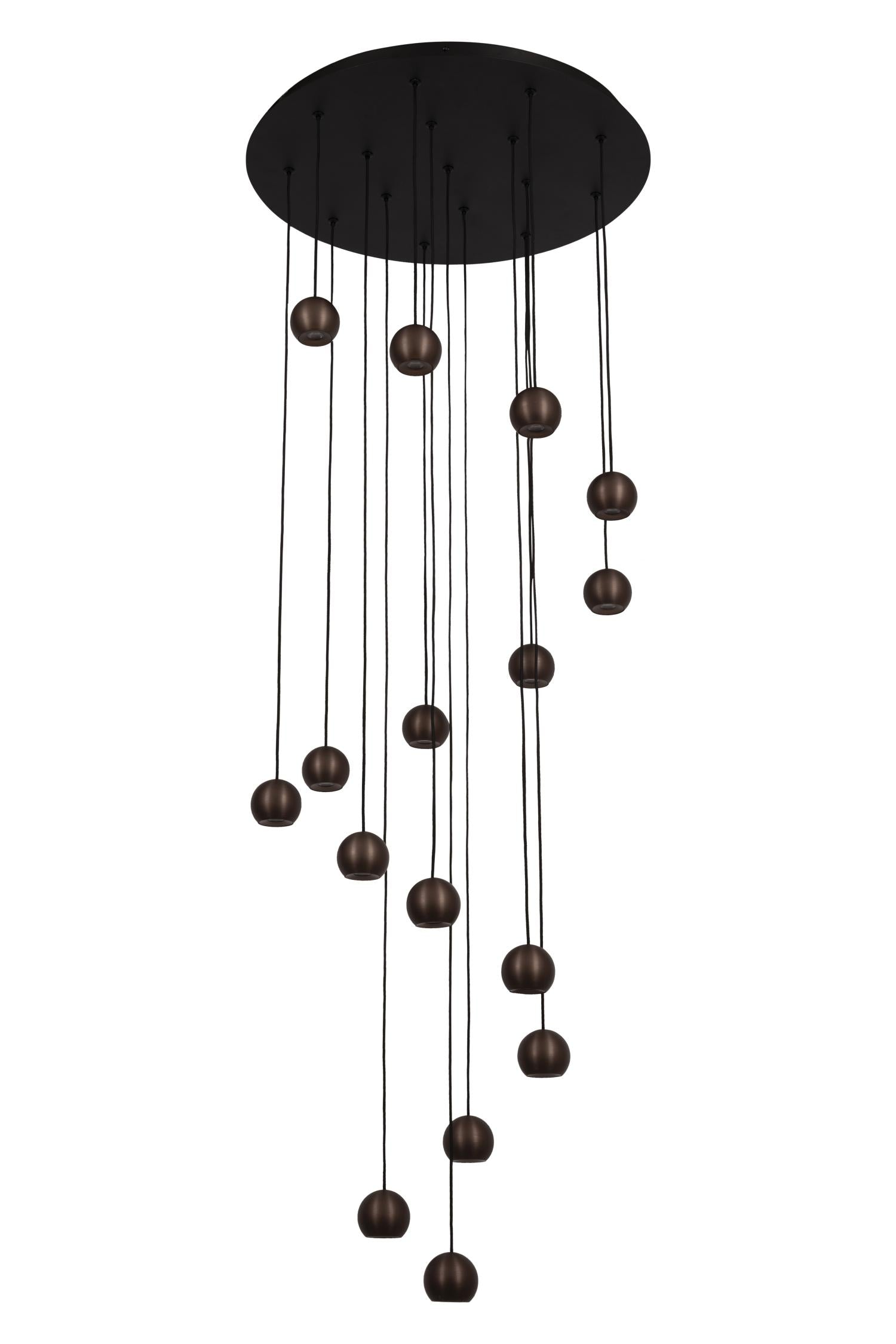 Lucide MONTANA - Hanglamp - LED Dimb. - CCT - 16x5,7W 2700K/4000K - Geschikt voor vide en hoge plafonds - Koffie | Premium - KwaliteitWonen.nl