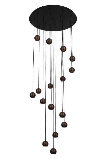 Lucide MONTANA - Hanglamp - LED Dimb. - CCT - 16x5,7W 2700K/4000K - Geschikt voor vide en hoge plafonds - Koffie | Premium - KwaliteitWonen.nl