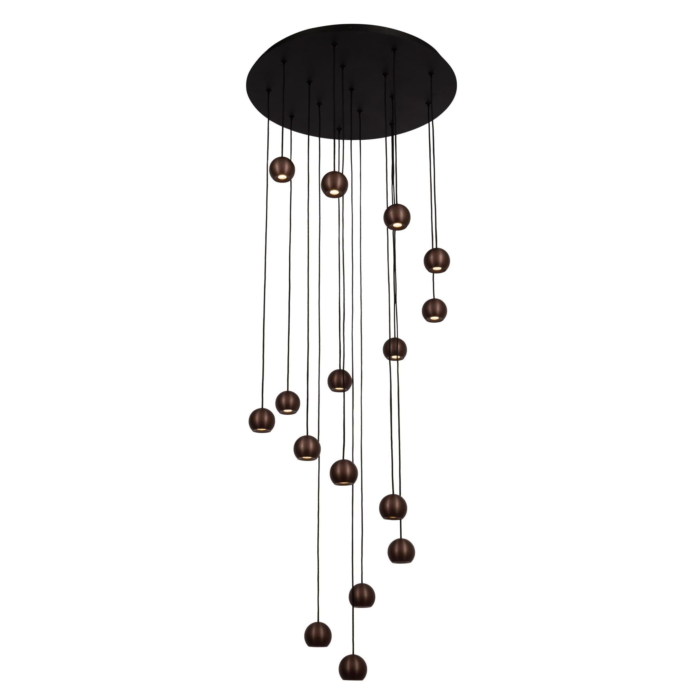 Lucide MONTANA - Hanglamp - LED Dimb. - CCT - 16x5,7W 2700K/4000K - Geschikt voor vide en hoge plafonds - Koffie | Premium - KwaliteitWonen.nl