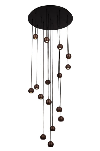 Lucide MONTANA - Hanglamp - LED Dimb. - CCT - 16x5,7W 2700K/4000K - Geschikt voor vide en hoge plafonds - Koffie | Premium - KwaliteitWonen.nl
