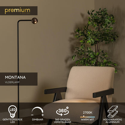 Lucide MONTANA - Vloerlamp - LED Dimb. - 1x6,3W 2700K - Koffie | Premium - KwaliteitWonen.nl