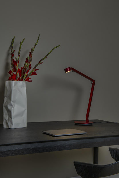 Lucide OGDEN - Bureaulamp - LED 3 StepDim - 1x7W 3000K - Rood | Premium - KwaliteitWonen.nl