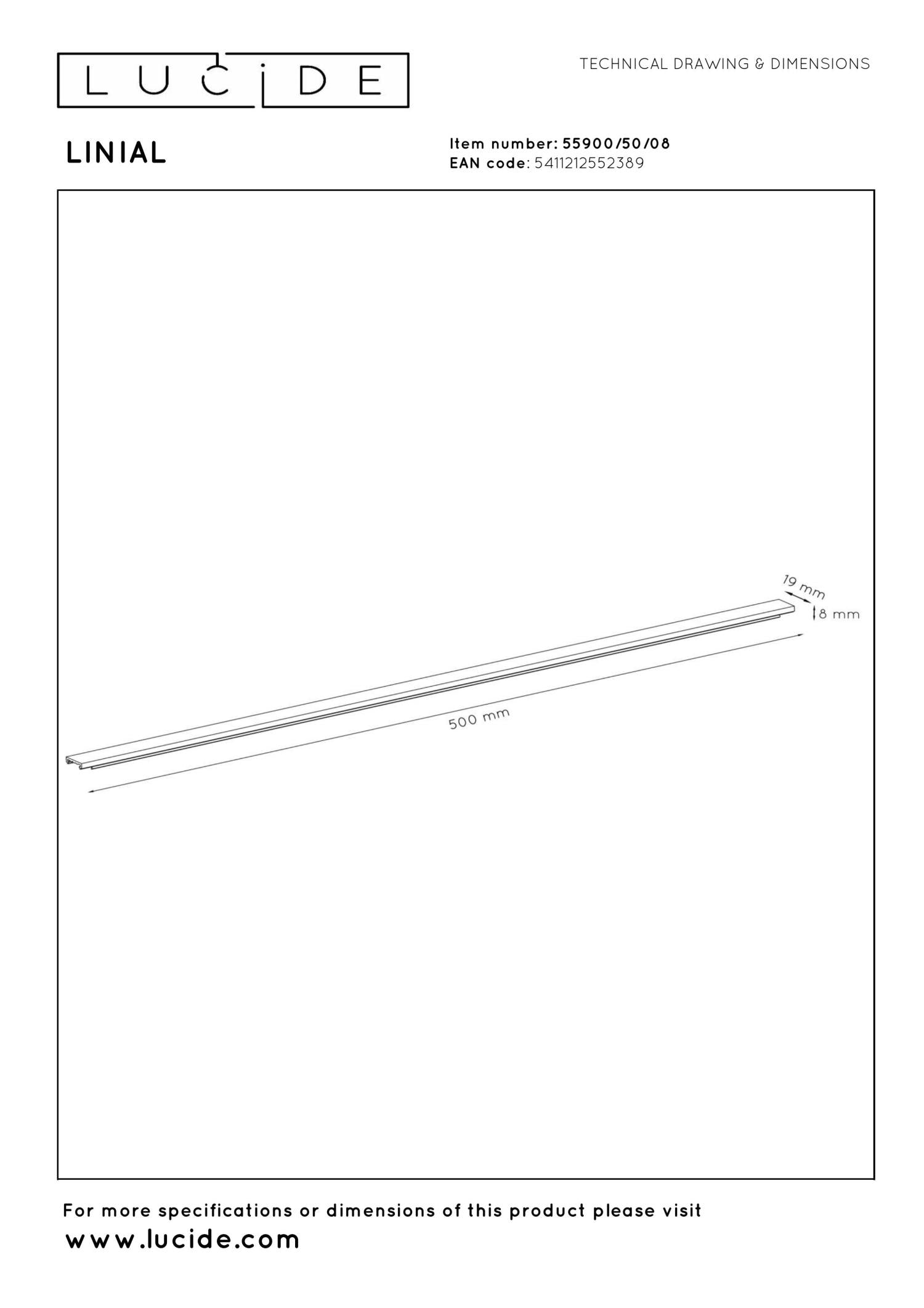 Lucide Premium LINIAL Afdekplaat/cover- 1-fase Railsysteem / Railverlichting - Smart - 48V Track - 50 CM - Mat Zwart Chroom - KwaliteitWonen.nl