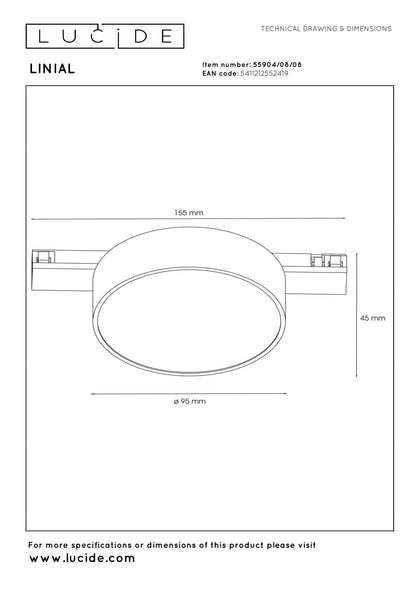 Lucide Premium LINIAL FIXXT Railspot - 1-fase Railsysteem / Smart Railverlichting - Smart - 48V Track - 1xLED - Mat Zwart Chroom - KwaliteitWonen.nl