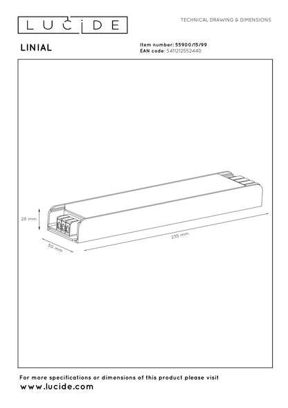 Lucide Premium LINIAL Inbouwdriver 200W - 1-fase Railsysteem / Railverlichting - Smart - 48V Track - Grijs - KwaliteitWonen.nl