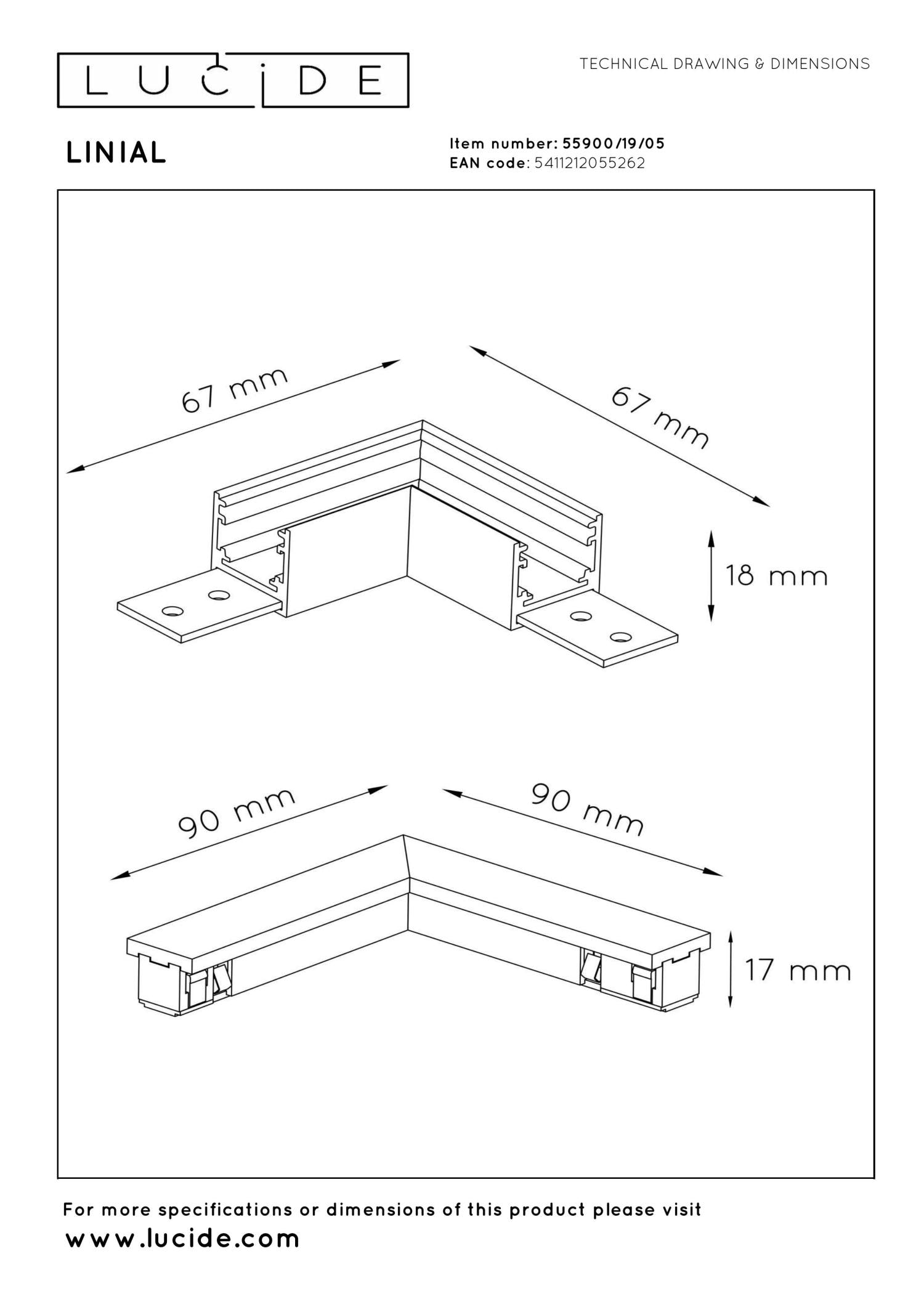 Lucide Premium LINIAL L-koppelstuk - 1-fase Railsysteem / Railverlichting - Smart - 48V Track - Champagne - KwaliteitWonen.nl