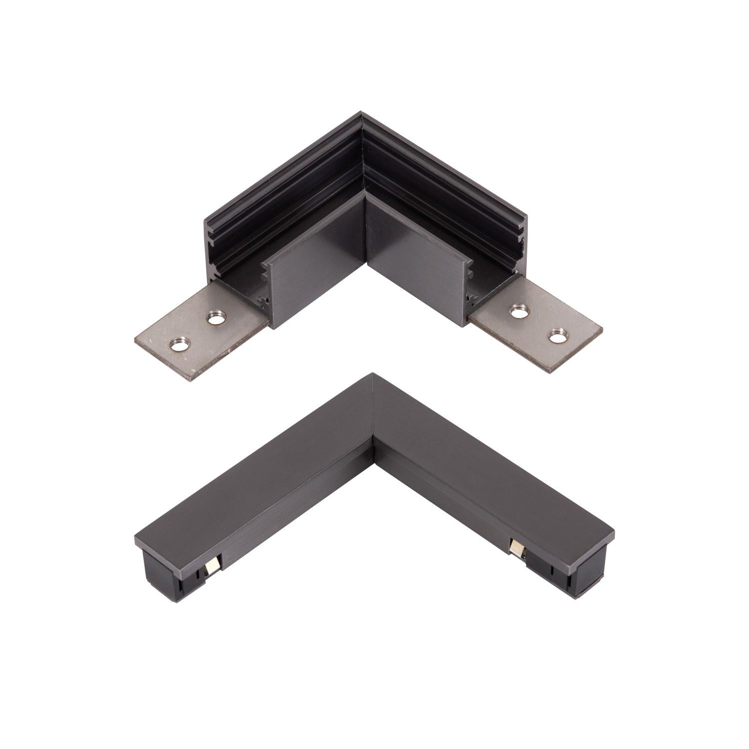 Lucide Premium LINIAL L-koppelstuk - 1-fase Railsysteem / Railverlichting - Smart - 48V Track - Mat Zwart Chroom - KwaliteitWonen.nl