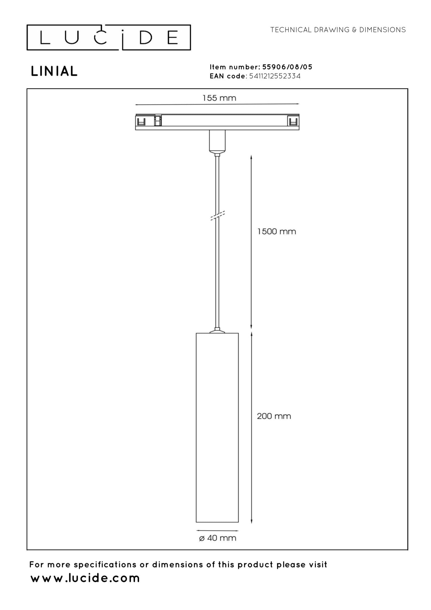 Lucide Premium LINIAL LUXUS Hanglamp - 1-fase Railsysteem / Smart Railverlichting - Smart - 48V Track - 1xLED - Champagne - KwaliteitWonen.nl