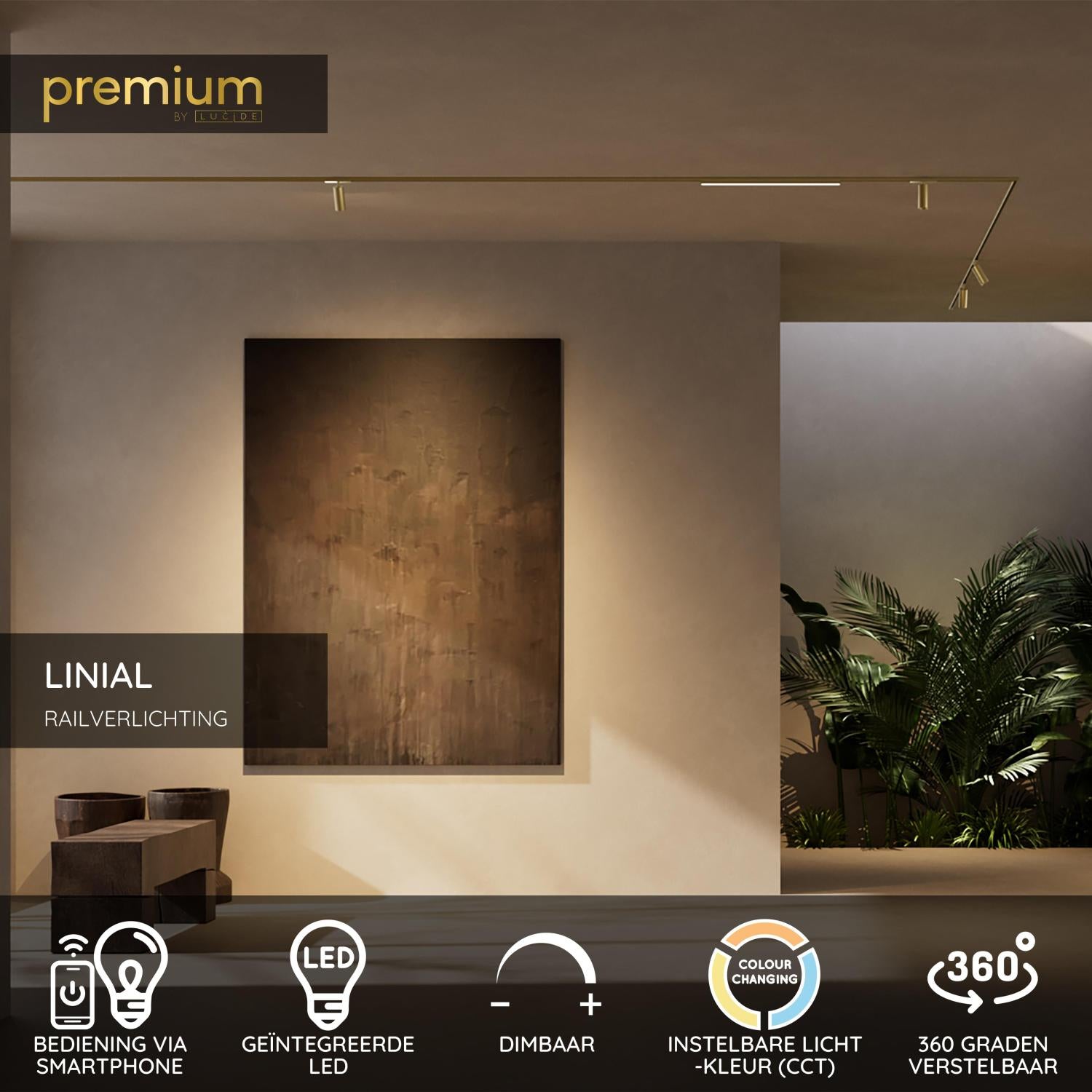 Lucide Premium LINIAL MOX Railspot - 1-fase Railsysteem / Smart Railverlichting - Smart - 48V Track - 1xLED - Champagne - KwaliteitWonen.nl