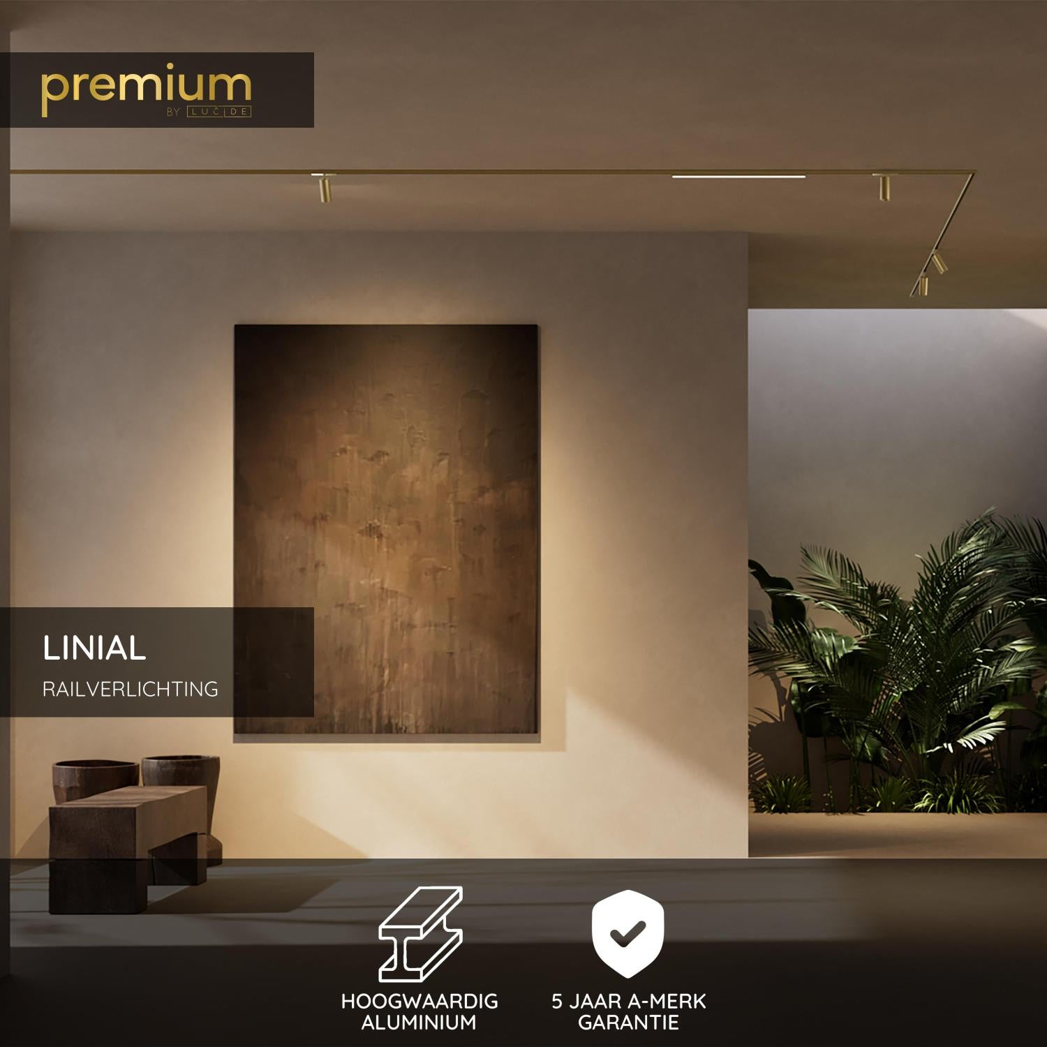 Lucide Premium LINIAL Opbouwrail - 1 fase Railsysteem / Railverlichting - Smart - 48V Track - 1 meter- Champagne - KwaliteitWonen.nl