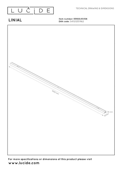 Lucide Premium LINIAL Opbouwrail - 1 fase Railsysteem / Railverlichting - Smart - 48V Track - 1 meter- Mat Zwart Chroom - KwaliteitWonen.nl