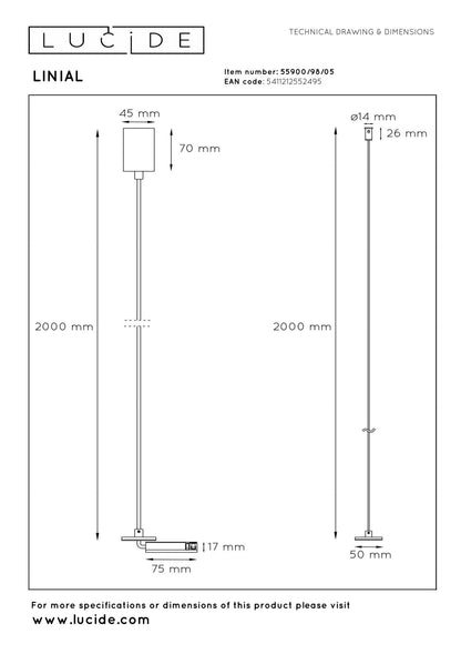 Lucide Premium LINIAL Ophanging voor inbouwdriver - 1 fase Railsysteem / Railverlichting - Smart - 48V Track - Champagne - KwaliteitWonen.nl