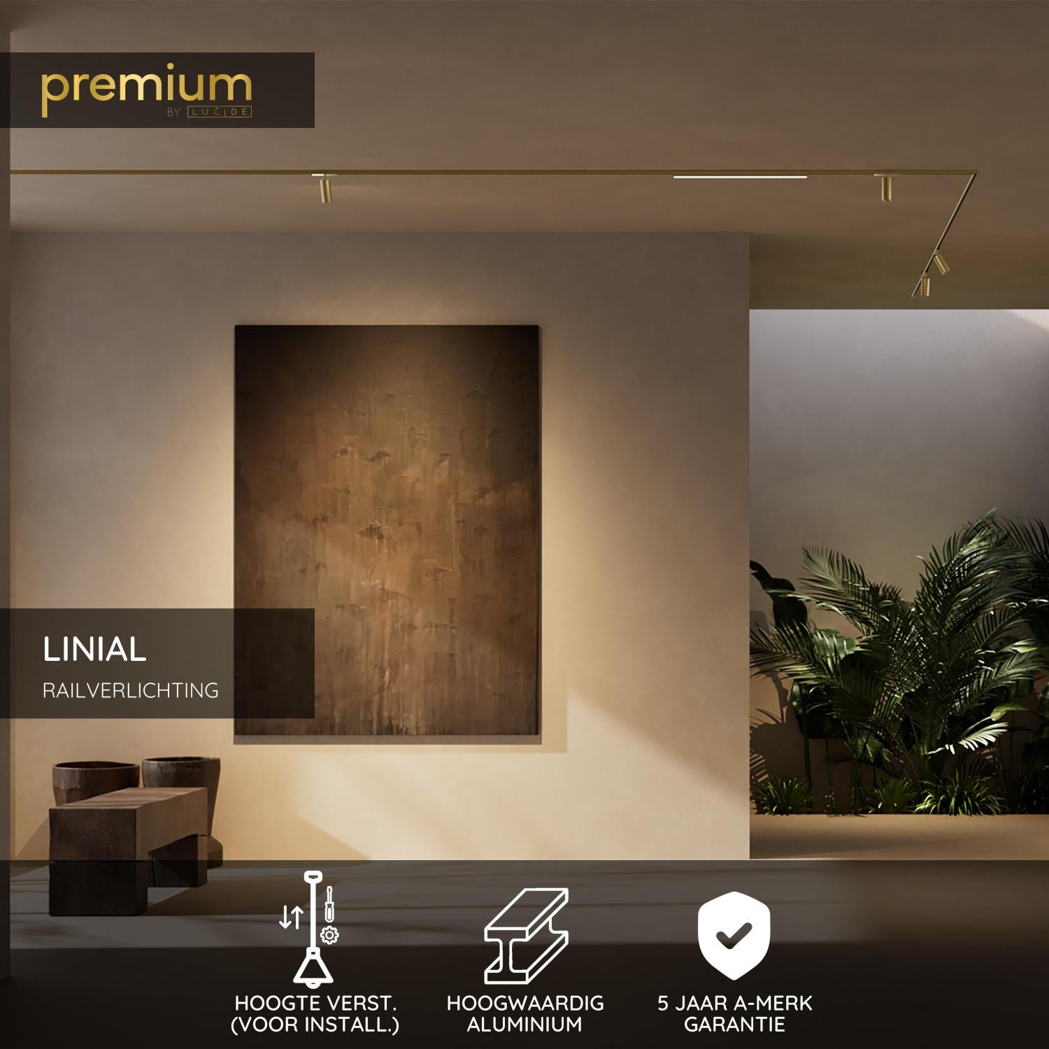 Lucide Premium LINIAL Ophanging voor opbouwdriver - 1 fase Railsysteem / Railverlichting - Smart - 48V Track - Champagne - KwaliteitWonen.nl