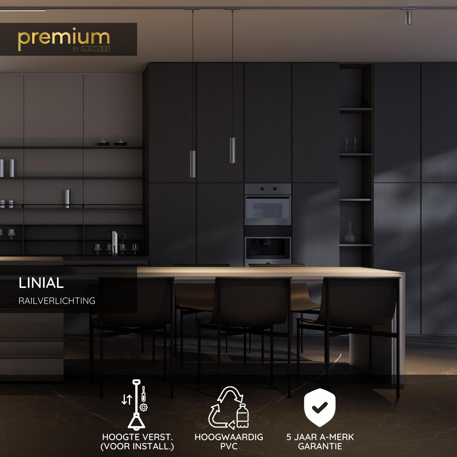Lucide Premium LINIAL Ophangkabel - 1-fase Railsysteem / Railverlichting - Smart - 48V Track - Mat Zwart Chroom - KwaliteitWonen.nl