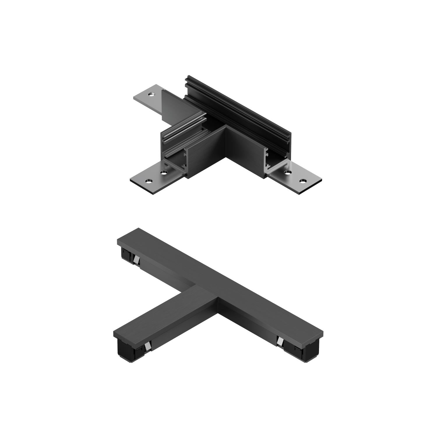 Lucide Premium LINIAL T-koppelstuk - 1-fase Railsysteem / Railverlichting - Smart - 48V Track - Mat Zwart Chroom - KwaliteitWonen.nl