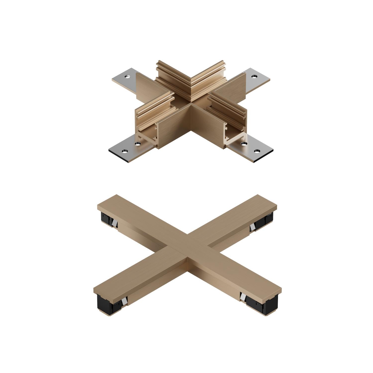Lucide Premium LINIAL X -koppelstuk - 1-fase Railsysteem / Railverlichting - Smart - 48V Track - Champagne - KwaliteitWonen.nl