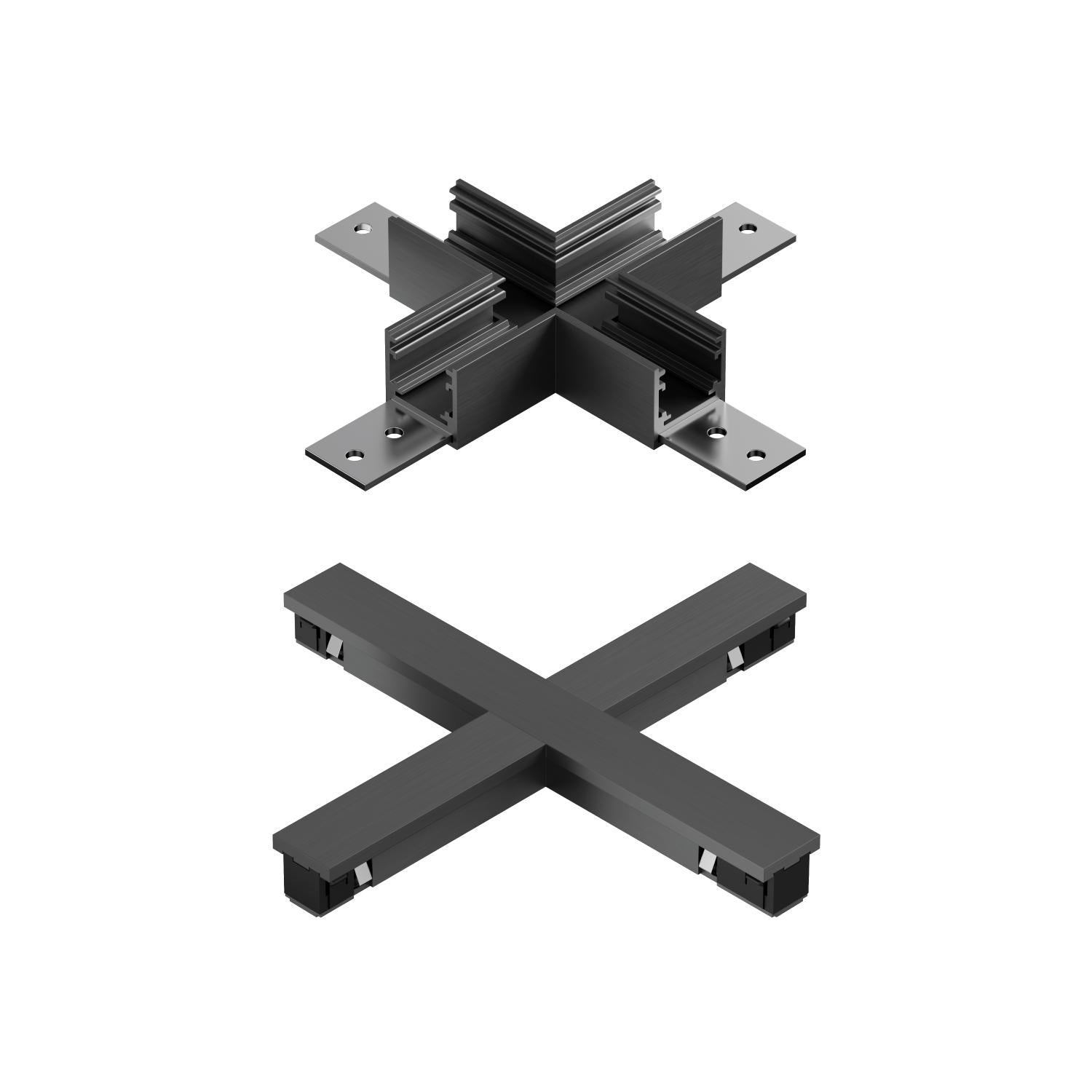Lucide Premium LINIAL X -koppelstuk - 1-fase Railsysteem / Railverlichting - Smart - 48V Track - Mat Zwart Chroom - KwaliteitWonen.nl