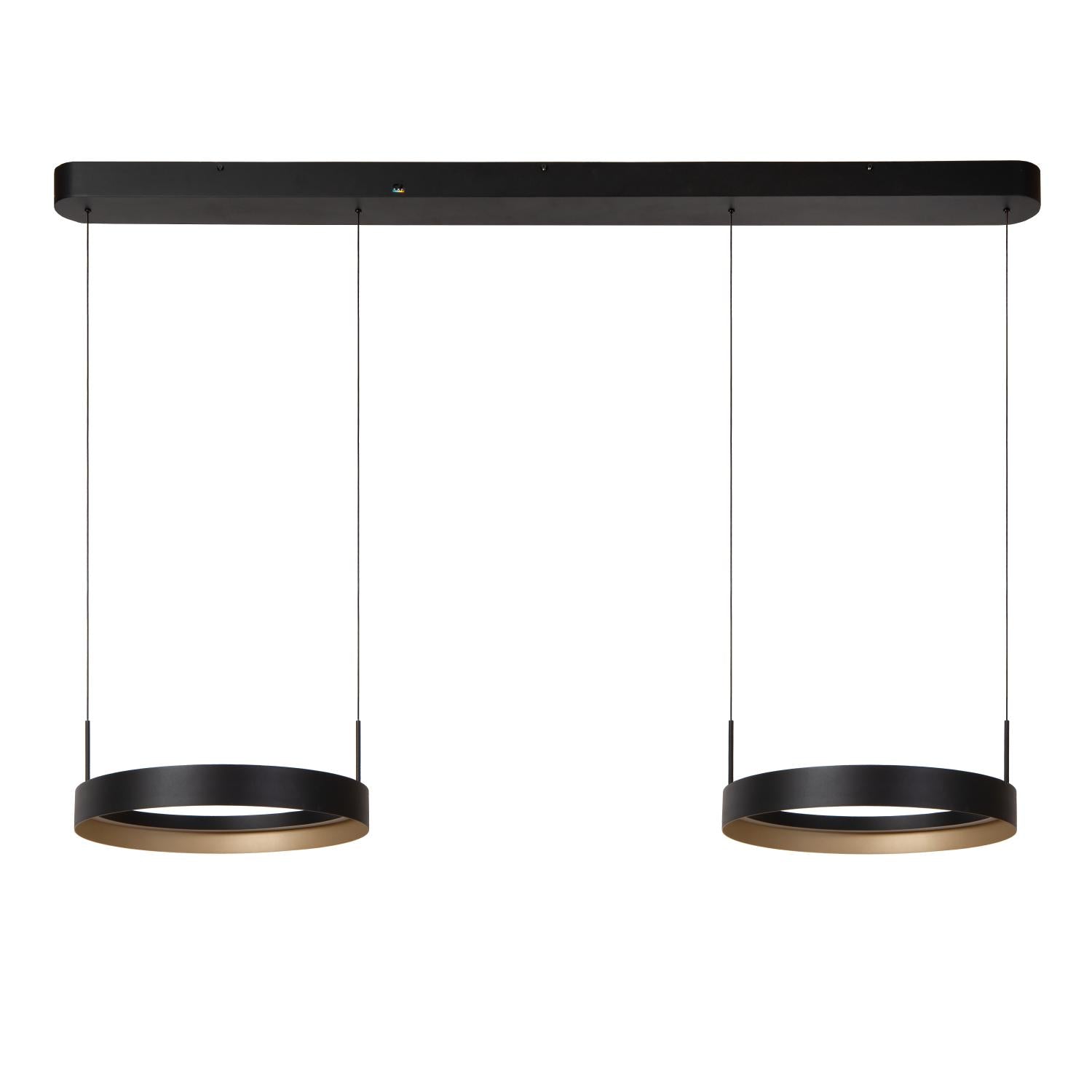 Lucide RADIANT - Hanglamp - LED Dimb. - CCT - 2x38W 2700K/4000K - Zwart | Vibes - KwaliteitWonen.nl