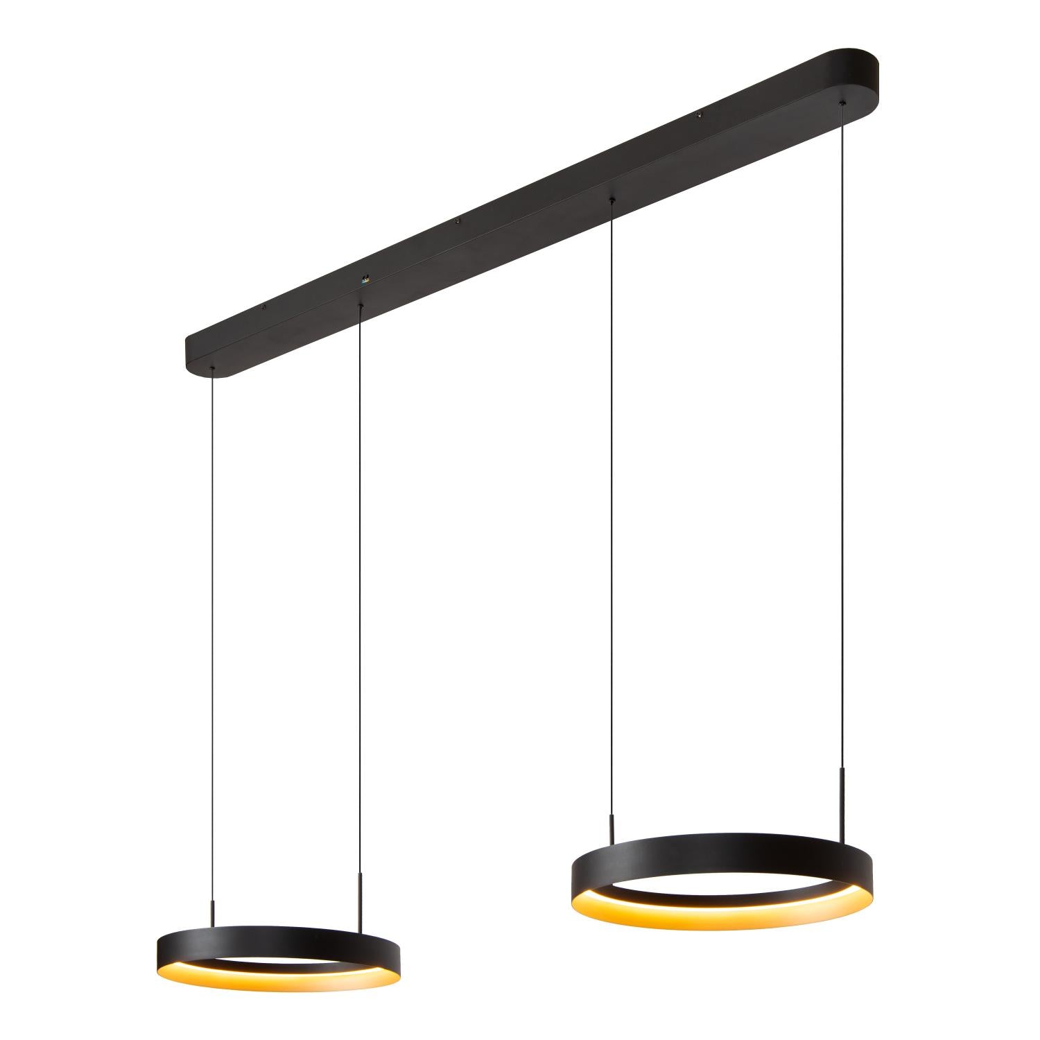 Lucide RADIANT - Hanglamp - LED Dimb. - CCT - 2x38W 2700K/4000K - Zwart | Vibes - KwaliteitWonen.nl