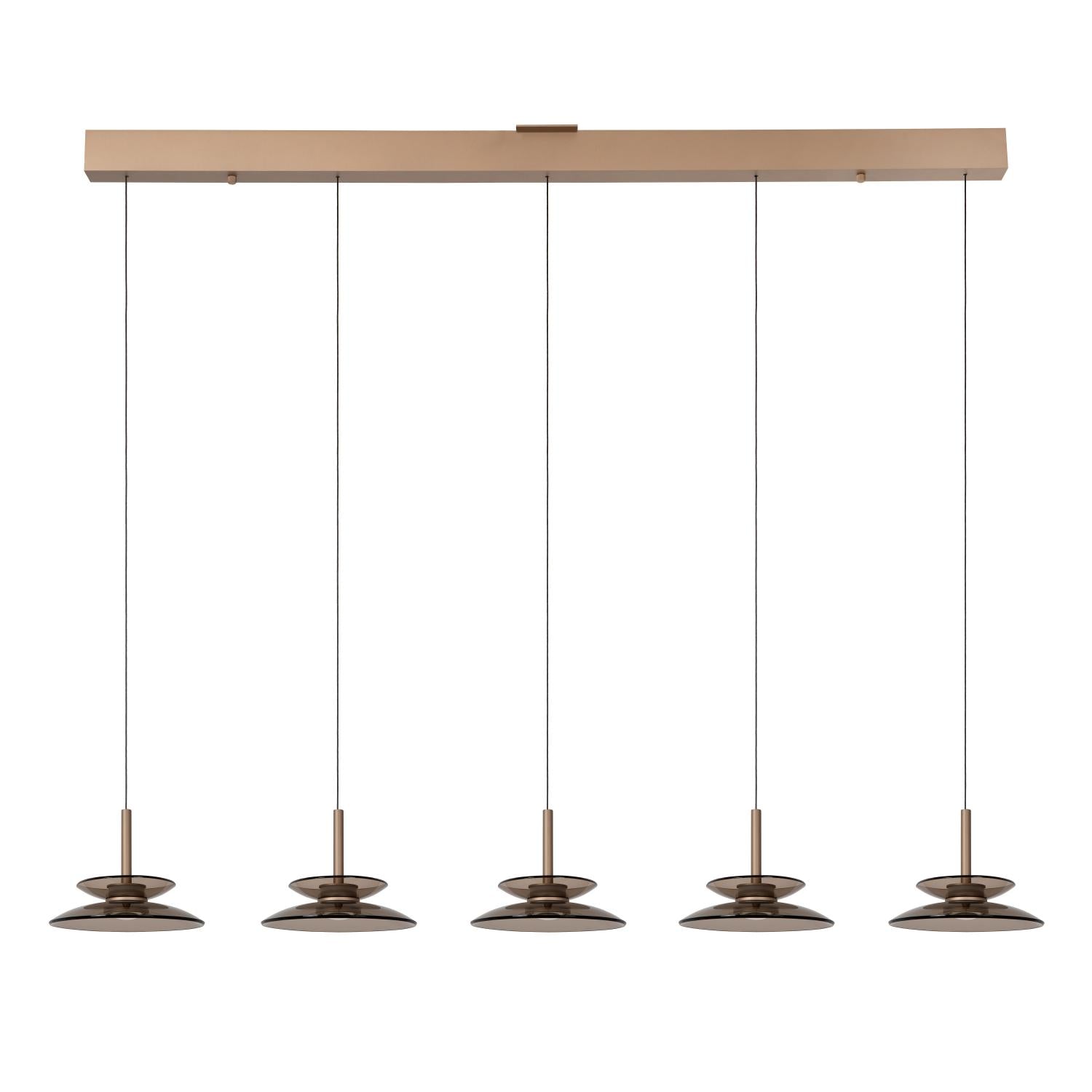 Lucide SANTIAGO - Hanglamp - LED Dimb. - CCT - 5x10W 2700K/4000K - Amber | Premium - KwaliteitWonen.nl