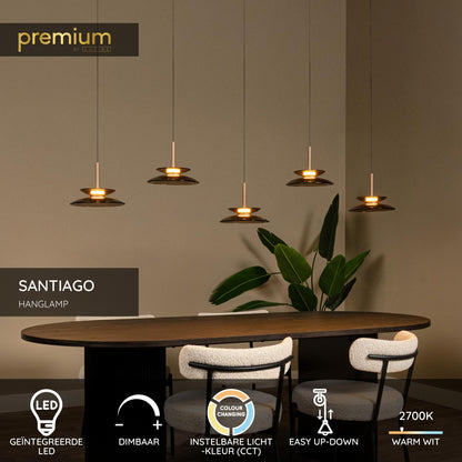 Lucide SANTIAGO - Hanglamp - LED Dimb. - CCT - 5x10W 2700K/4000K - Amber | Premium - KwaliteitWonen.nl