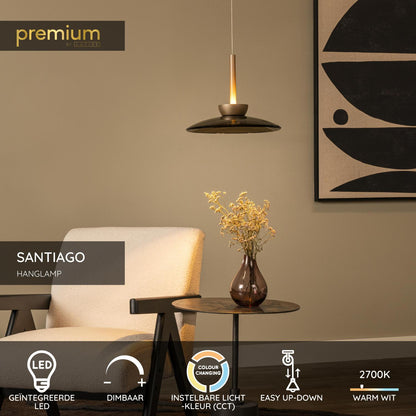 Lucide SANTIAGO - Hanglamp - Ø 32 cm - LED Dimb. - CCT - 1x16W 2700K/4000K - Amber | Premium - KwaliteitWonen.nl