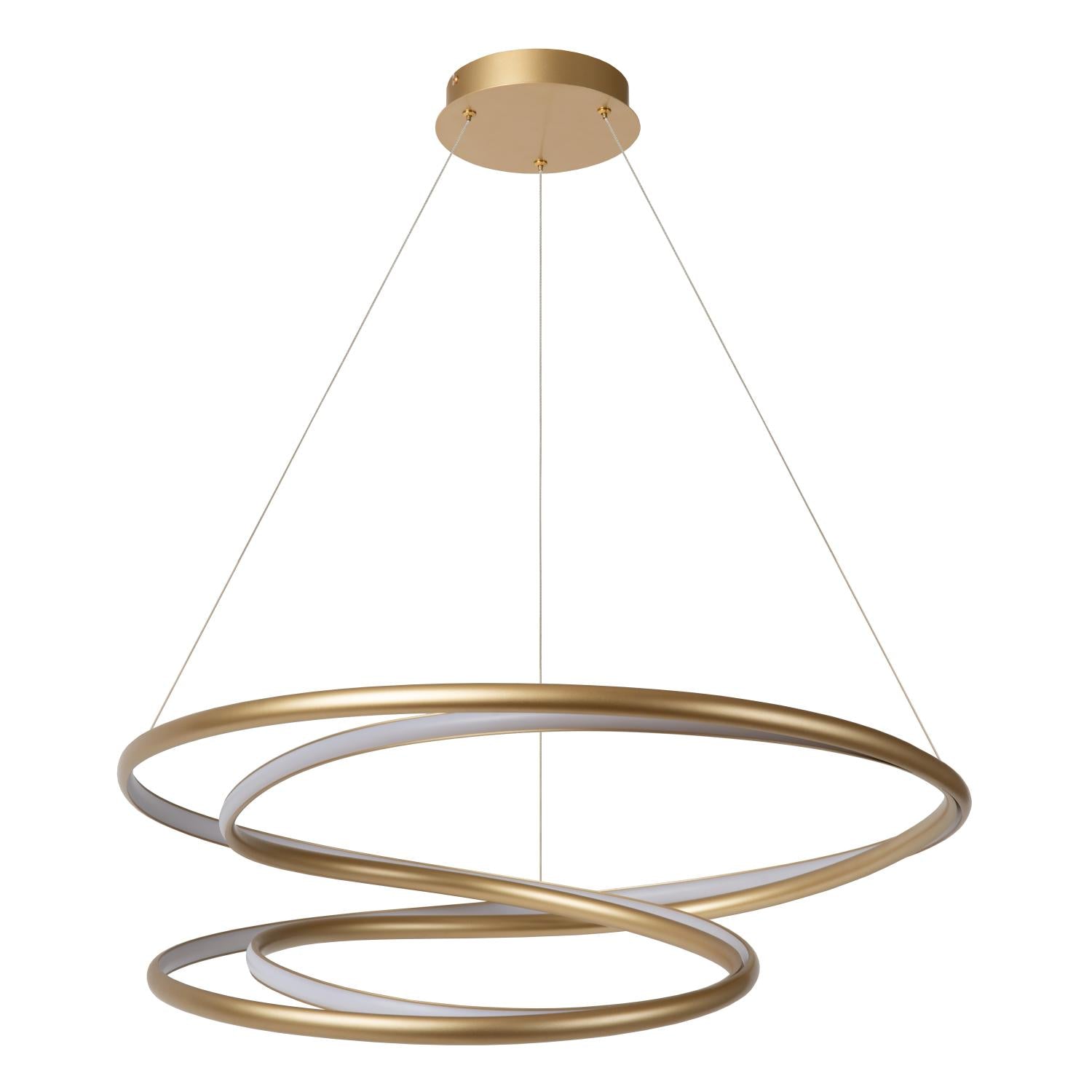 Lucide SARDANA - Hanglamp - Ø 80 cm - LED Dimb. - 1x74W 2700K - Mat Goud / Messing | Premium - KwaliteitWonen.nl