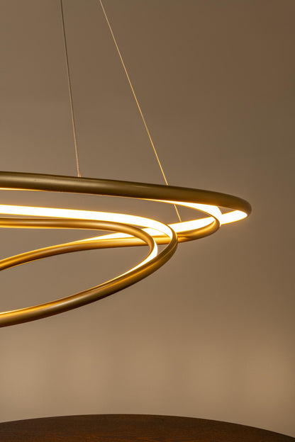 Lucide SARDANA - Hanglamp - Ø 80 cm - LED Dimb. - 1x74W 2700K - Mat Goud / Messing | Premium - KwaliteitWonen.nl
