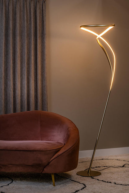 Lucide SARDANA - Vloerlamp - Ø 44 cm - LED Dimb. - 1x28W 2700K - Mat Goud / Messing | Premium - KwaliteitWonen.nl