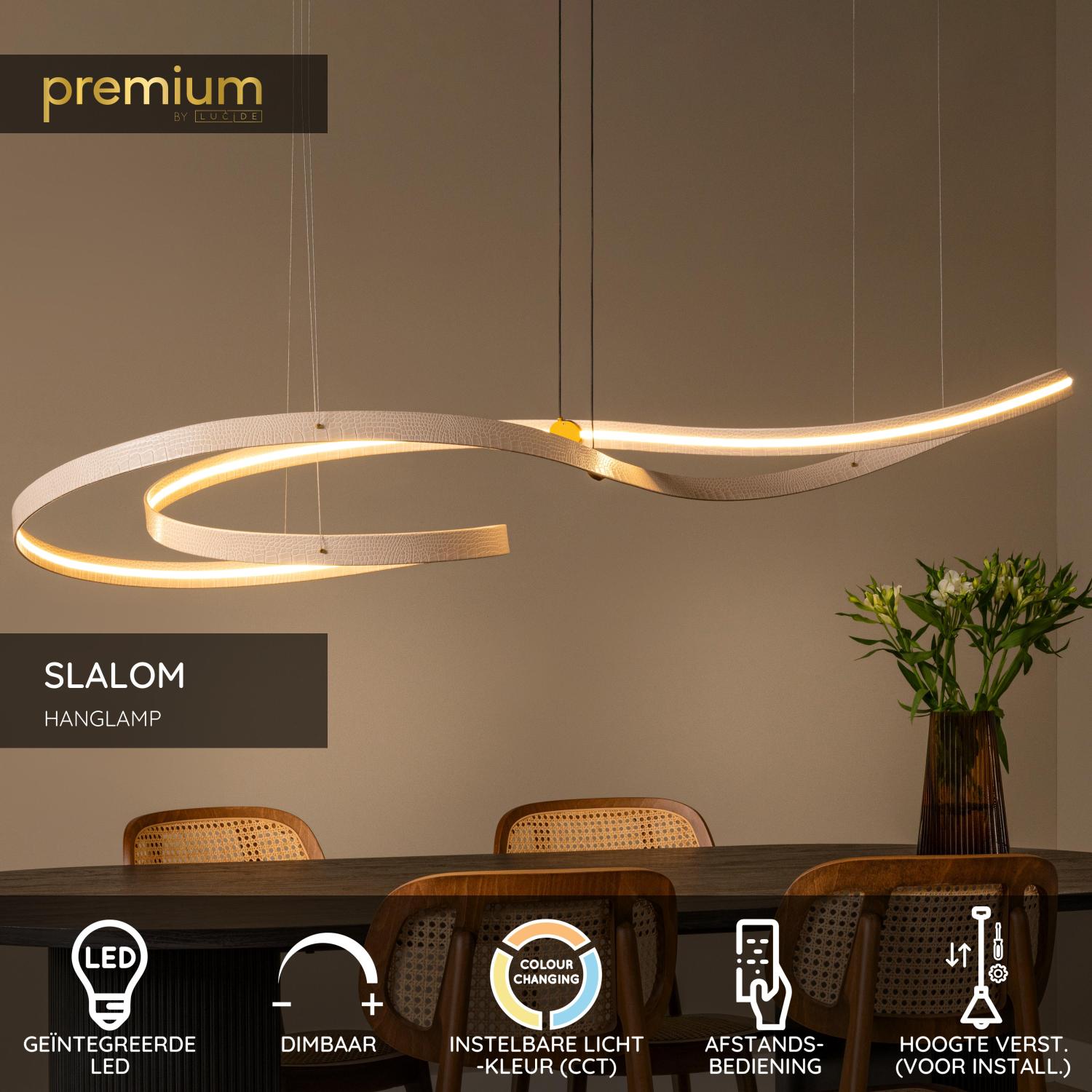 Lucide SLALOM - Hanglamp - LED Dimb. - CCT - 1x80W 2200K/4000K - Beige | Premium - KwaliteitWonen.nl