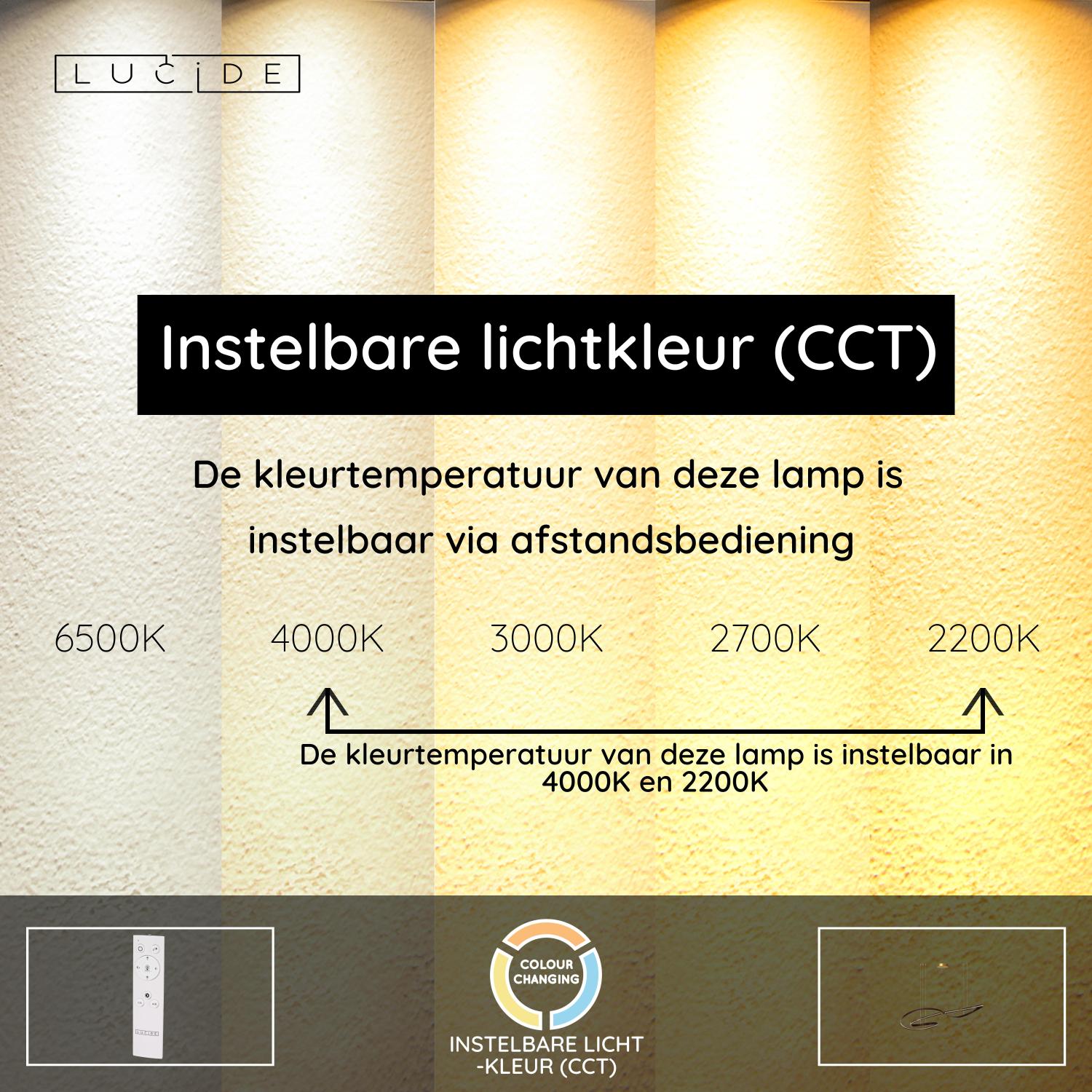 Lucide SLALOM - Hanglamp - LED Dimb. - CCT - 1x80W 2200K/4000K - Koffie | Premium - KwaliteitWonen.nl