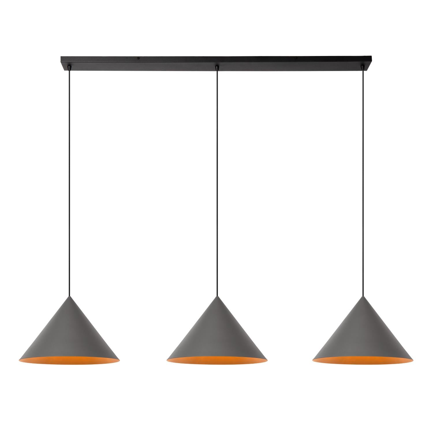 Lucide SPITZE - Hanglamp - 3xE27 - Grijs | Vibes - KwaliteitWonen.nl