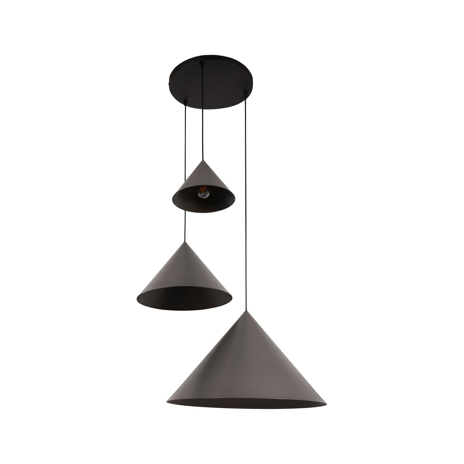 Lucide SPITZE - Hanglamp - Ø 68 cm - 3xE27 - Geschikt voor vide en hoge plafonds - Grijs | Vibes - KwaliteitWonen.nl