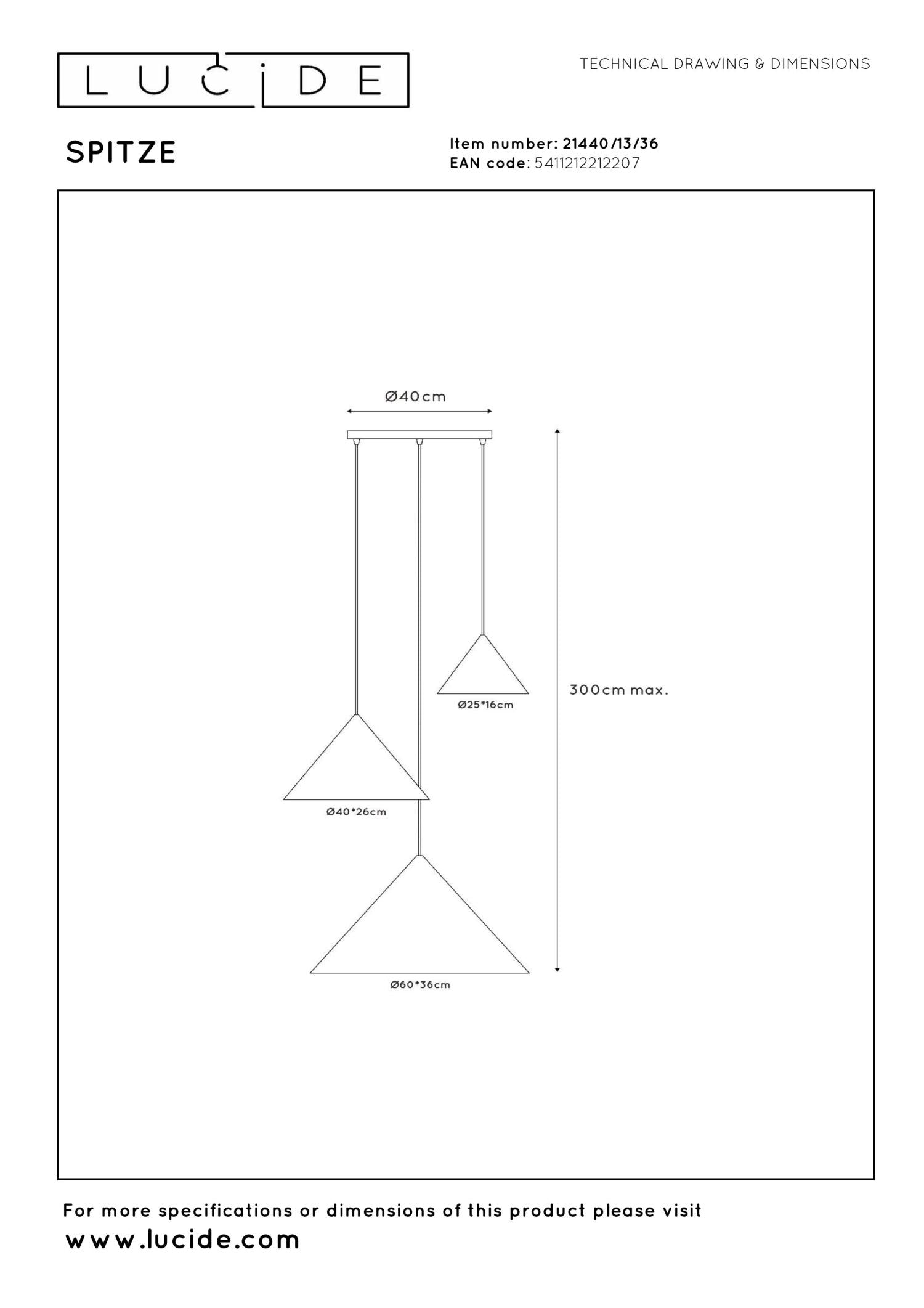 Lucide SPITZE - Hanglamp - Ø 68 cm - 3xE27 - Geschikt voor vide en hoge plafonds - Grijs | Vibes - KwaliteitWonen.nl