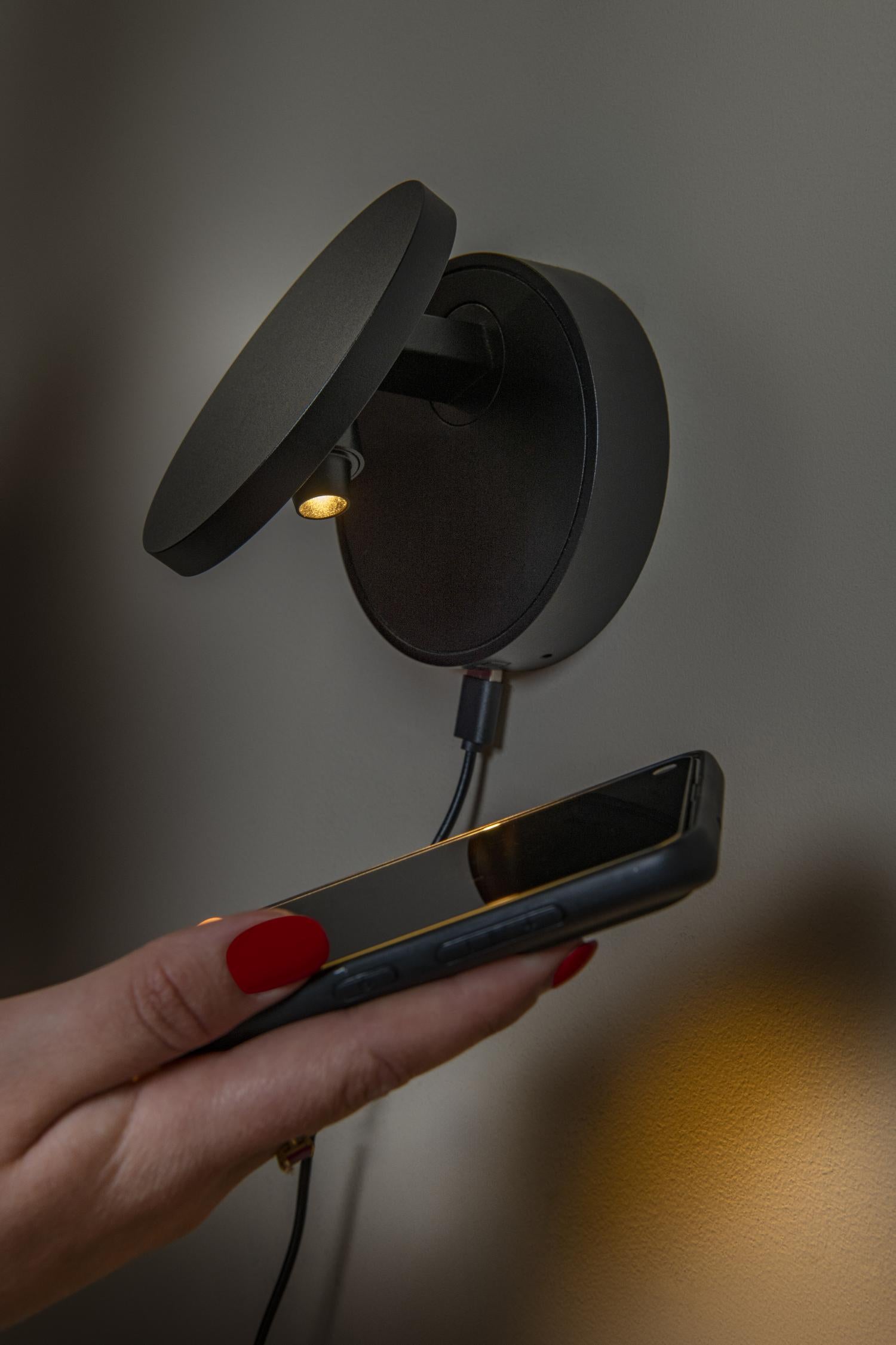 Lucide UFOR - Wandlamp - Ø 12 cm - LED Dim to warm - 1800K/3000K - Zwart | Premium - KwaliteitWonen.nl