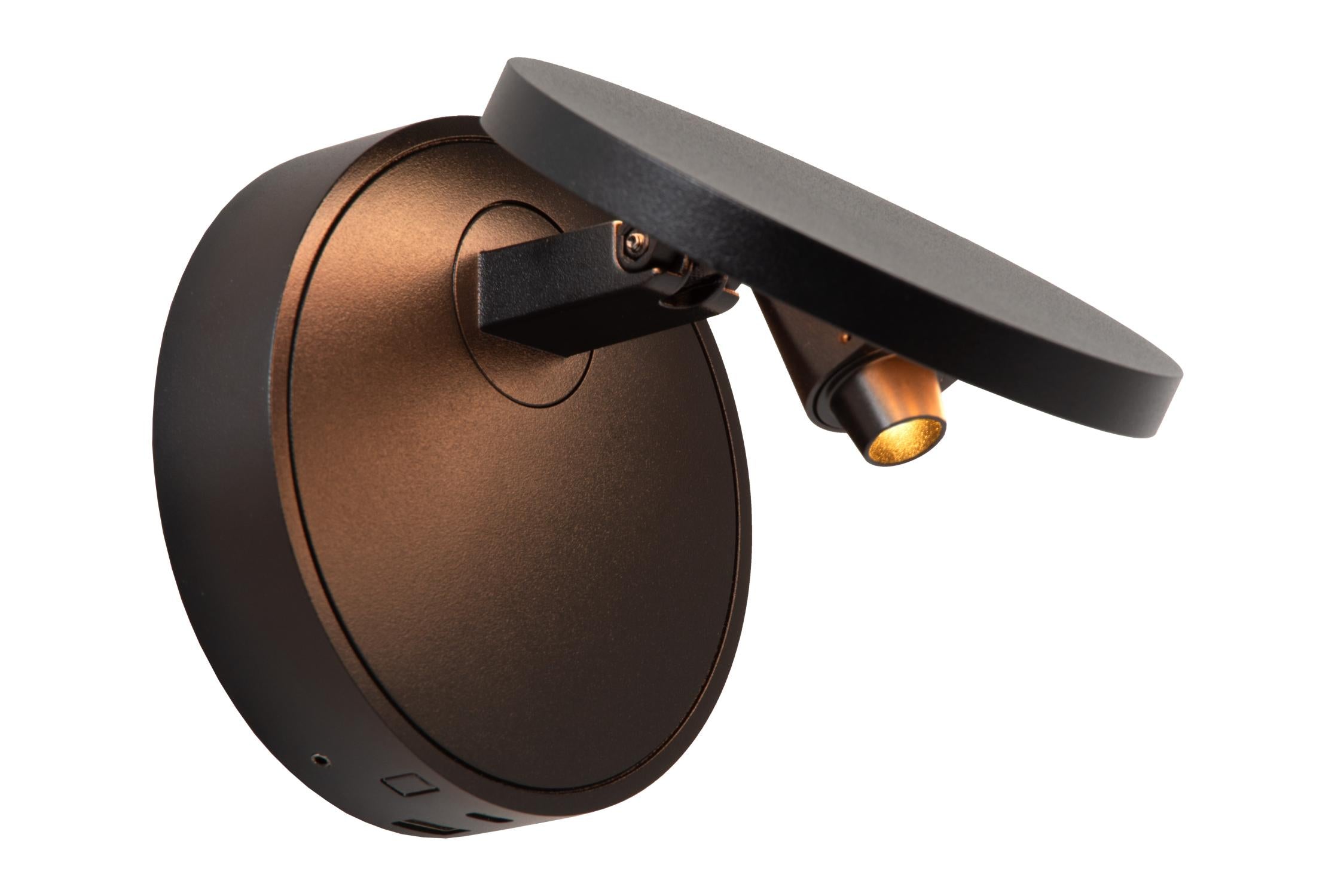 Lucide UFOR - Wandlamp - Ø 12 cm - LED Dim to warm - 1800K/3000K - Zwart | Premium - KwaliteitWonen.nl