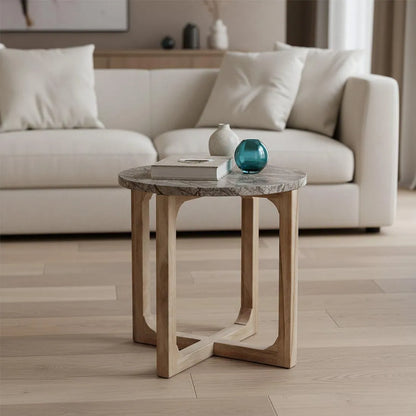 Raw Materials Bijzettafel Bizar Rond 50cm Marmer Bruin - KwaliteitWonen.nl