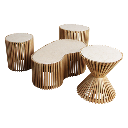 Raw Materials Bijzettafel Infinity Hourglass Rond 46cm Marmer - KwaliteitWonen.nl
